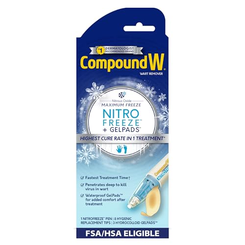 Compound W Nitro Freeze + GelPads Eliminador de Verrugas con Óxido Nitroso, 1 Pluma para Remoción de Verrugas con 8 Puntas de Repuesto y 3 Vendajes - imagen 1
