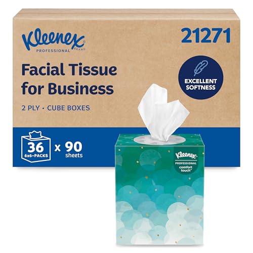 Kleenex® Profesional Pañuelos Desechables, 2 Capas, Color Blanco, Caja Cubo Vertical, Ideal para Negocios (90 Pañuelos/Caja, 6 Paquetes de 6 Cajas, - imagen 2