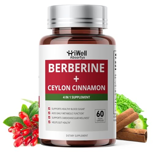 HiWell Absorfyx Berberina 300mg con Canela de Ceilán 2000mg — Complejo Metabólico 4 en 1 con Melón Amargo y Ácido Alfa-Lipoico, 60 Cápsulas Veganas, - imagen 4