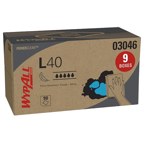 Toallitas WypAll PowerClean L40 Extra Absorbentes (03046), Caja Pop-Up, Paquete de 9 con 90 Hojas Cada Uno, Total 810 Hojas, Color Blanco - imagen 4
