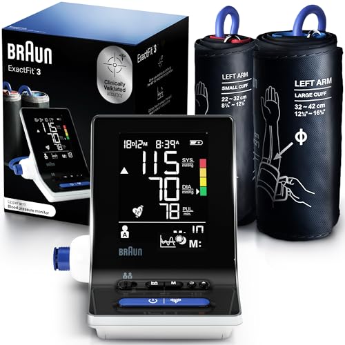 Monitor de Presión Arterial Braun ExactFit 3 para Uso en Casa, Máquina de Presión Arterial, Codificado por Color, 2 Tamaños de Manguito, 80 Memorias - imagen 2