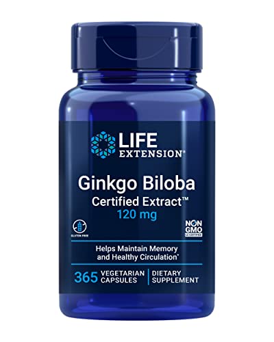 Extracto Certificado de Ginkgo Biloba Life Extension™, 120 mg, Ayuda a Mantener la Memoria y Cognición, Sin Gluten, No OGM, Vegetariano, 365 Cápsulas - imagen 2