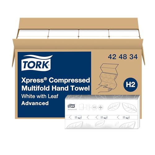 Toalla de Mano Multicapa Comprimida Tork Xpress H2 Blanca, Avanzada, Fuerte y Absorbente, 12 Paquetes de 250 Hojas, 424834 - imagen 5