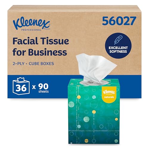 Kleenex Professional Naturals Pañuelos Desechables con Empaque Ecológico Sin Plástico, 2 Capas, Blanco, Caja Cubo Vertical, 90 Pañuelos/Caja, 36 - imagen 2