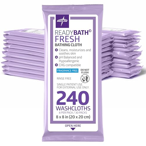 Toallitas de Ducha Medline ReadyBath Fresh Sin Fragancia, 240 Piezas, Toallitas de Baño Sin Enjuague, Hipoalergénicas y Sin Alcohol - imagen 3