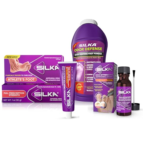 Kit de Cuidado de Pies Silka, Líquido Antifúngico de Máxima Potencia, Polvo para Pies Antiodorante, Crema Antifúngica para Pie de Atleta, Picazón y - imagen 2