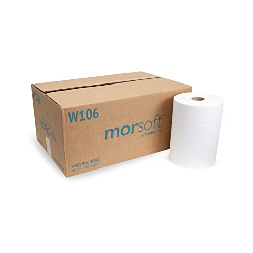 Relleno para dispensador de toallas de papel Morsoft de Morcon, rollo de 10 pulgadas, blanco, 100% fibra reciclada, 10 x 800 pies, 6 rollos - imagen 6