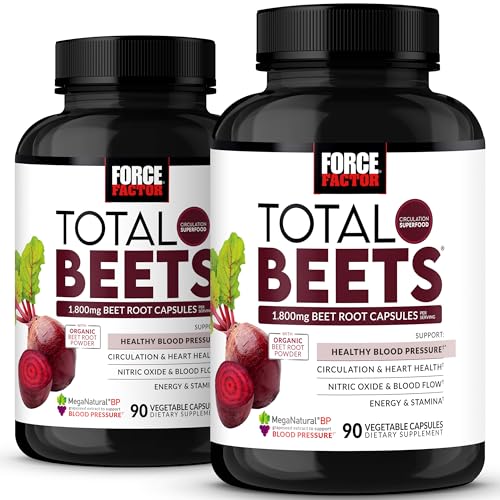 Cápsulas de Remolacha Force Factor Total Beets para Apoyo a la Presión Arterial, 1800mg de Polvo Orgánico de Remolacha con Bayas de Espino, 180 - imagen 1