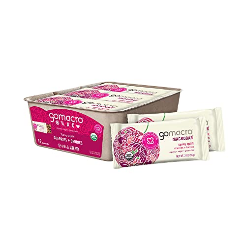 GoMacro MacroBar Barras de Snack Orgánicas Veganas - Cereza + Berries (Barras de 2.0 Onzas, Paquete de 12) - imagen 1