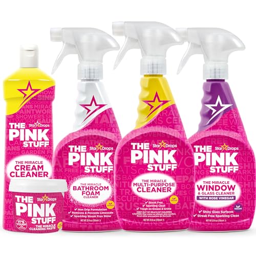 Stardrops The Pink Stuff Paquete Milagroso de Limpieza – Pasta Multiusos, Spray, Limpiador de Espuma para Baño, Limpiador de Ventanas y Cristales, y - imagen 3