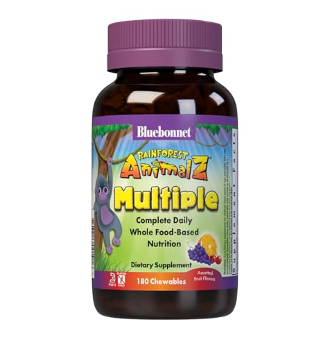 Tabletas Masticables Multivitamínicas para Niños Bluebonnet Nutrition Rainforest Animalz, 180 Tabletas, Sabor Mezclado, Sin Gluten, Sin Lácteo, Kosher - imagen 5