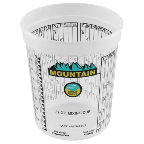 Tazas Mezcladoras Desechables MOUNTAIN de 1 Cuartillo (100 por caja), Resistentes a Solventes, Graduadas, Reutilizables, Recomendadas por Empresas de - imagen 5