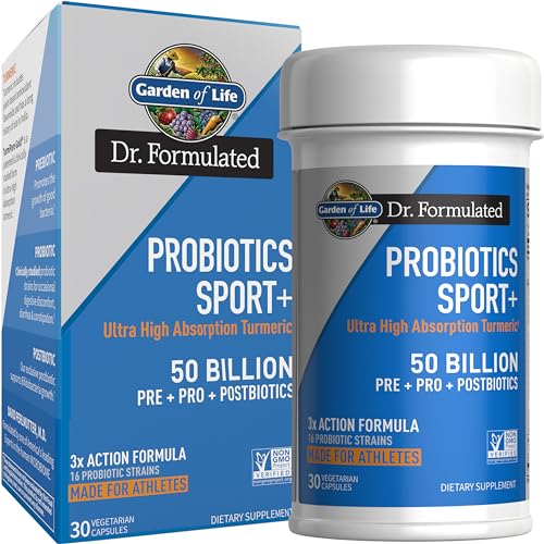 Garden of Life Dr Formulated Sport Probióticos Suplemento Digestivo, Prebióticos Orgánicos para Atletas, Cúrcuma Curcumina, 50 Mil Millones CFU, 30ct - imagen 2