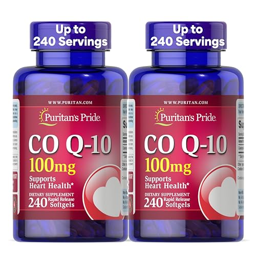 Coenzima CoQ10 100mg de Puritan's Pride, Suplemento Dietético para la Salud del Corazón, Presión Arterial y Envejecimiento Saludable, 240 Softgels en - imagen 1