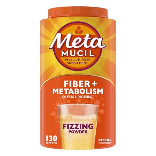 Suplemento de Fibra Efervescente Metamucil + Metabolismo, Polvo de Psyllium a Base de Plantas con B12, Sabor Cítrico Sin Azúcar, 130 Porciones - imagen 5
