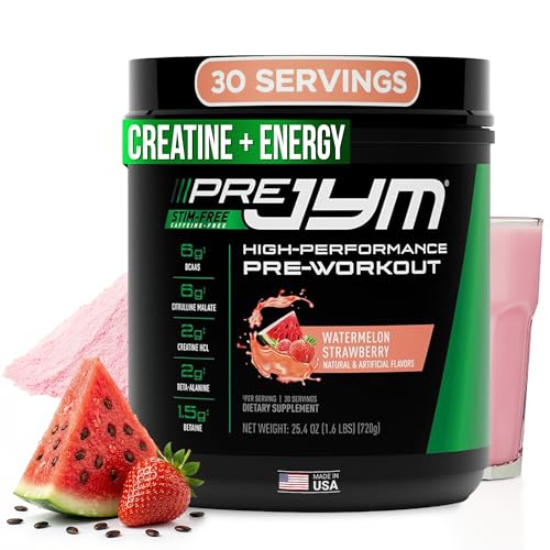 Pre JYM Sin Estimulantes Polvo Pre-Entrenamiento Sabor Sandía Fresa, Creatina, Sin Cafeína, Citrulina, Betaína, BCAA's, Taurina, Alpha-GPC, - imagen 3