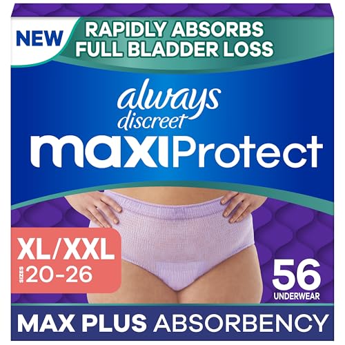 Always Discreet Pañales para Adultos MaxiProtect para Mujeres, Incontinencia, Desechables, Scented, Protección contra Filtraciones, Talla XL/XXL, 56 - imagen 3