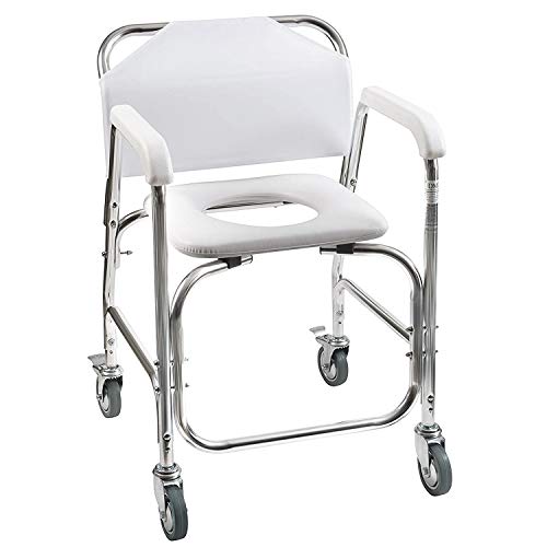 Silla de Ducha Rodante DMI, Silla de Comedor y Transporte, Capacidad de 250 Lb, Marco de Aluminio, Blanca, Elegible para FSA, Ideal para Personas con - imagen 5