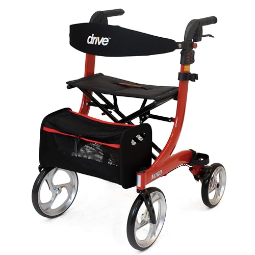 Andador con asiento Drive Medical RTL10266 Nitro Euro-Style de 4 ruedas, color rojo - imagen 2