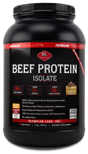 Proteína Aislada de Res Olympian Labs, 24g de Proteína, Sin BST, 2g de BCAA, Aminoácidos para Construcción Muscular, 32 Onzas, Sabor Chocolate Real - imagen 4