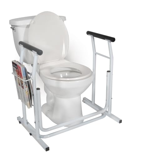 Marco de Seguridad para Inodoro Drive Medical RTL12079, Barandilla de Baño, Soporte Independiente para Inodoros, Hasta 300 Libras, Color Blanco - imagen 3