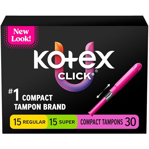 U by Kotex Click Paquete Múltiple de Tampones, Compactos, Absorbencia Regular/Super, Sin Fragancia, 180 Piezas (6 Paquetes de 30) - imagen 2
