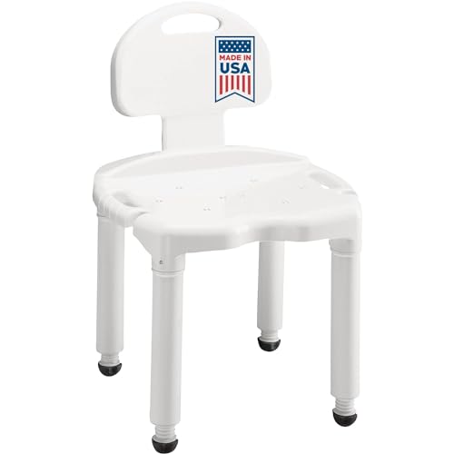 Silla de Baño Carex con Respaldo para Personas Mayores, Silla de Ducha para Discapacitados, Soporta Hasta 400 lbs, Hecha en EE. UU. - imagen 1