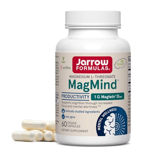 Jarrow Formulas Magnesio L-Treonato MagMind, Suplemento para la Memoria y Concentración, 60 Cápsulas Veganas, Hasta 30 Días de Suministro - imagen 2