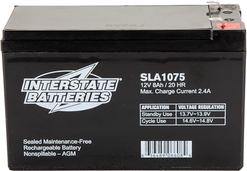 Batería Interstate 12V 8Ah (SLA1075) Sellada de Plomo Ácido Recargable AGM (Terminal F1) para Sistemas UPS de Internet Inalámbrico, FIOS, SP12-7 - imagen 6