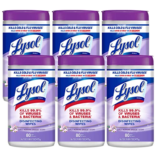Toallitas Desinfectantes Lysol, Multiusos Antibacteriales, Esenciales para Dormitorios, Aroma Brisa de Mañana, 80 Piezas (Paquete de 6) - imagen 5