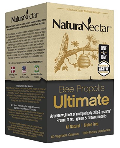 NaturaNectar - Cápsulas de Propóleos de Abeja - Certificadas NSF - Rojo, Marrón y Verde Brasileño - Suplemento Sin Gluten con Flavonoides - 60 piezas - imagen 2