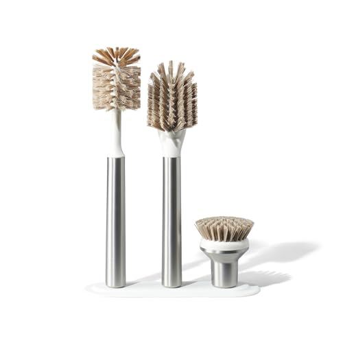 Set de Cepillos Iónicos Curio Home Goods, Magnetizados para Mantenerse Verticales, Acero Inoxidable con Cabezas Reemplazables, Color Plata - imagen 5