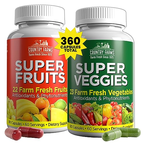 Suplemento de Frutas y Verduras Country Farms, 180 Cápsulas de Frutas y 180 de Verduras, Ricos en Superalimentos y Antioxidantes, 60 Porciones - imagen 5