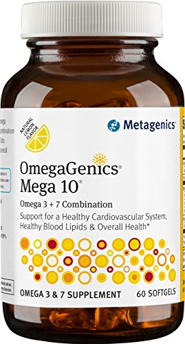 Suplemento OmegaGenics Mega 10 de Metagenics - Omega-7, 330 mg EPA y 170 mg DHA para la salud del corazón - Sin sabor a pescado - No GMO y sin gluten - imagen 3