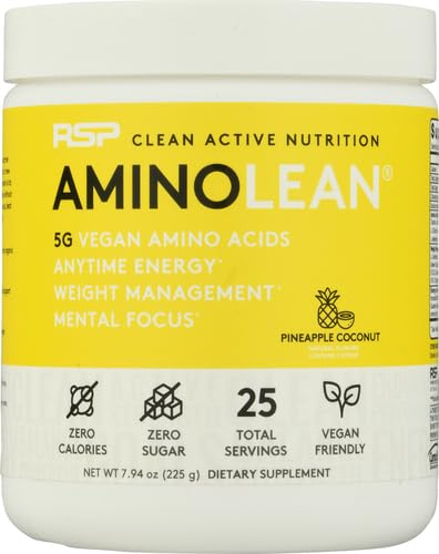 RSP Vegan AminoLean – Pre Workout Natural Todo en Uno, Energía Amino, Control de Peso con BCAAs, Polvo Vegano Completo, Piña Coco - imagen 1