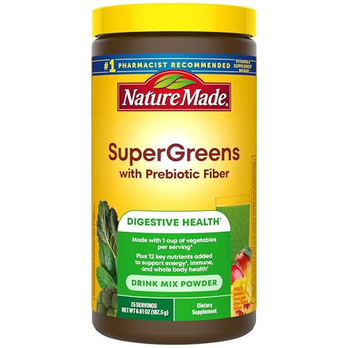 Nature Made Super Greens en Polvo con Mezcla de Bebida de Fibra Prebiótica, 1 Taza de Verduras por Porción, Suplemento de Fibra + Vitaminas y - imagen 3