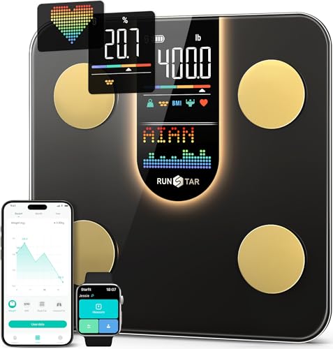 Báscula Inteligente RunStar para Peso Corporal, Escala Digital de Alta Precisión con Pantalla VA 8 en 1, Sincroniza APP, Composición Corporal y Más, - imagen 5