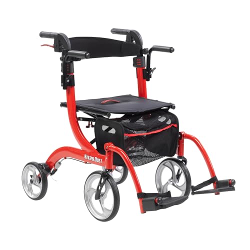 Andador Plegable Drive Medical Nitro Duet con Función Dual y Silla de Transporte para Adultos - Frenos Manuales y Soporte para Espalda - Ruedas - imagen 3