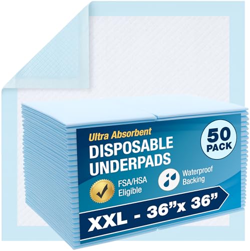 DMI Almohadillas de Incontinencia Ultra Protectores Extra Grandes 36 x 36, 50 Piezas, Protección para Muebles, Absorbentes, FSA/HSA - imagen 2