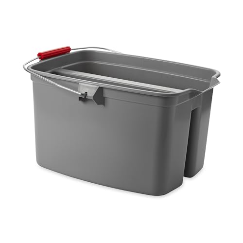 Cubeta Plástica Doble Rubbermaid Commercial de 19 Cuartos para Limpieza, Caddy Organizador Gris con Asa, Ideal para Baño y Cocina - imagen 6