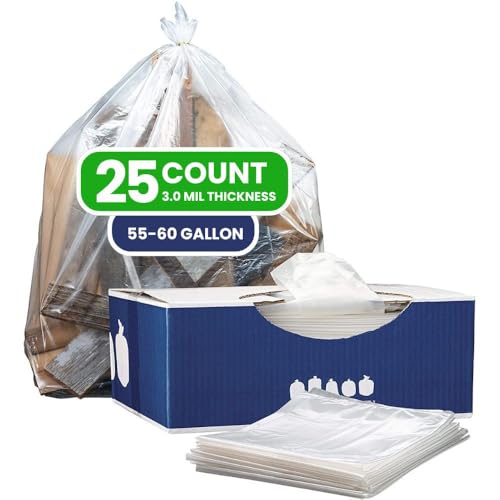 Bolsas de Basura Contractor Plasticplace 55-60 Galones - 3.0 Mil, Transparentes, Resistentes 38 x 58 (Paquete de 25) - imagen 3