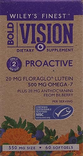 Aceite de Pescado Silvestre de Alaska Wiley's Finest Bold Vision - Suplemento para la Salud Ocular con Luteína, Zeaxantina, Arándano, Omega-7, - imagen 2