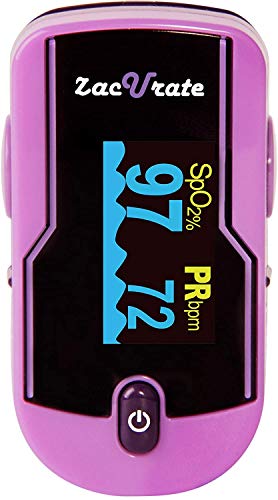 Oxímetro de Pulso Zacurate 500E Premium con Cubierta de Silicón, Baterías y Cordón (Púrpura Místico) - Monitor de Saturación de Oxígeno en Sangre - imagen 5