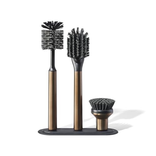 Set de Cepillos Iónicos Curio Home Goods, Magnetizados para Mantenerse de Pie, Acero Inoxidable con Cabezas Reemplazables, Bronce - imagen 6