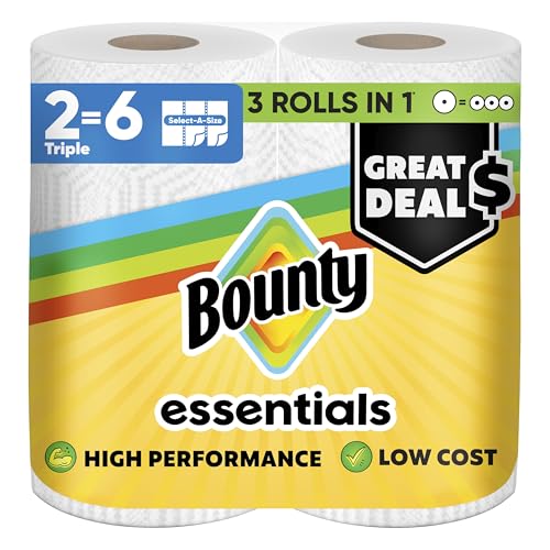 Toallas de Papel Bounty Essentials Select-A-Size, Blancas, 2 Rollos Triples = 6 Rollos Regulares (El Empaque Puede Variar) - imagen 4