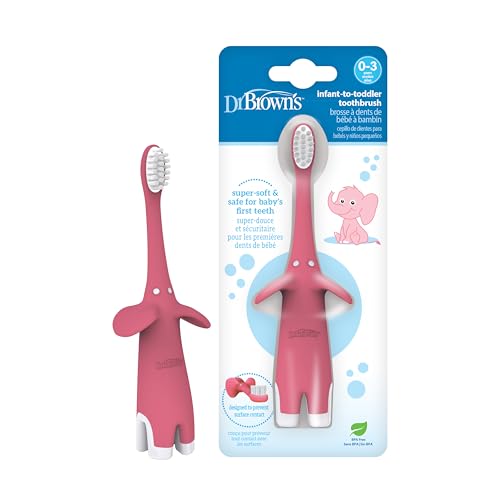 Cepillo de Dientes Dr. Brown's para Bebés y Niños, Elefante, Rosa, 0-3 Años - imagen 4