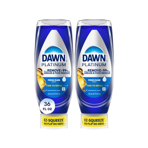 Paquete de 2 Botellas de Jabón para Platos Dawn Platinum EZ-Squeeze, Líquido Lavavajillas, Lluvia Fresca, 2x18oz - imagen 4