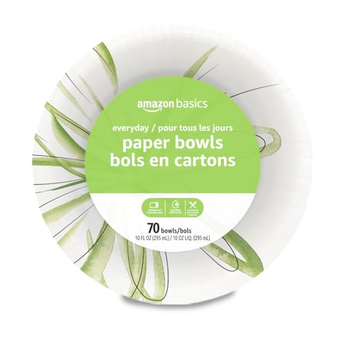Tazones de papel desechables Basics, 10 oz, aptos para microondas, resistentes a la humedad, blancos, 70 piezas - imagen 3