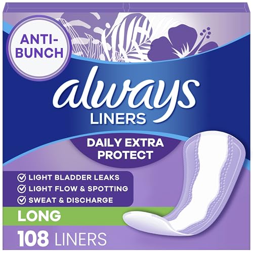 Always Protectores Diarios para Mujeres Anti-Bunch, Extra Protección, Largos, Sin Fragancia, Paquete de 108 unidades - imagen 1
