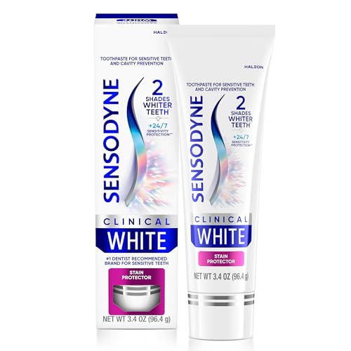 Pasta Dental Sensodyne Clinical White para Dientes Sensibles, Blanqueamiento Clínicamente Comprobado, Protector de Manchas, 3.4 oz - imagen 4